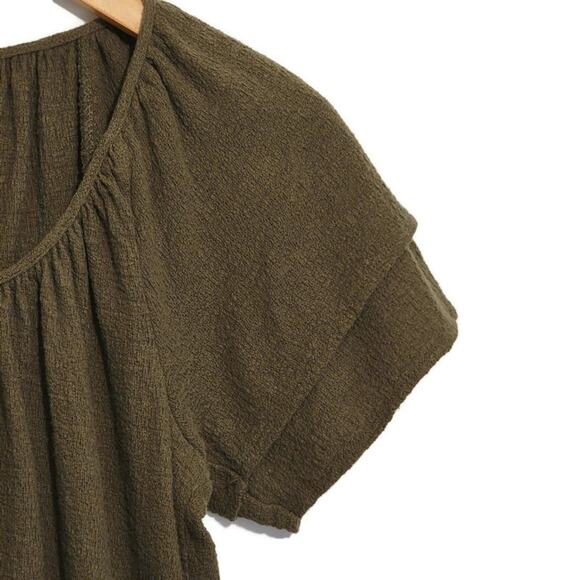 Madewell Texture & Thread Scoop Neck Short Sleeve Green Top Chic Casual  XS - Picture 4 of 12